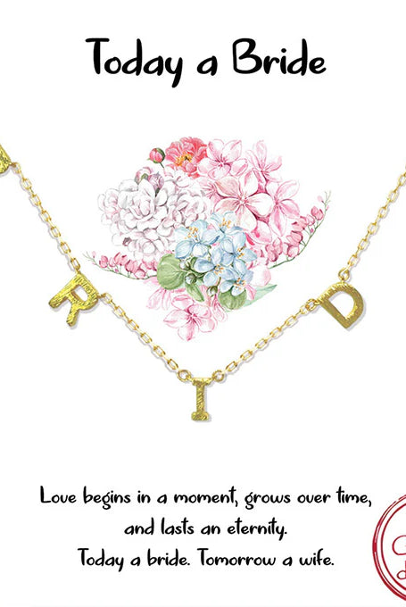 Chic & Cool “BRIDE” Gold Letter Station Necklace – 18K Gold-Dipped-Necklaces-Chic & Cool-Deja Nu Boutique, Women's Fashion Boutique in Lampasas, Texas