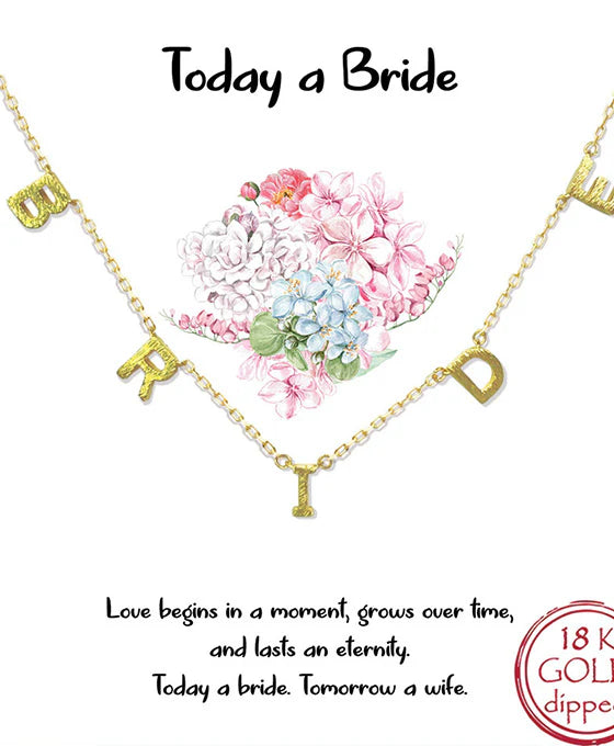 Chic & Cool “BRIDE” Gold Letter Station Necklace – 18K Gold-Dipped-Necklaces-Chic & Cool-Deja Nu Boutique, Women's Fashion Boutique in Lampasas, Texas