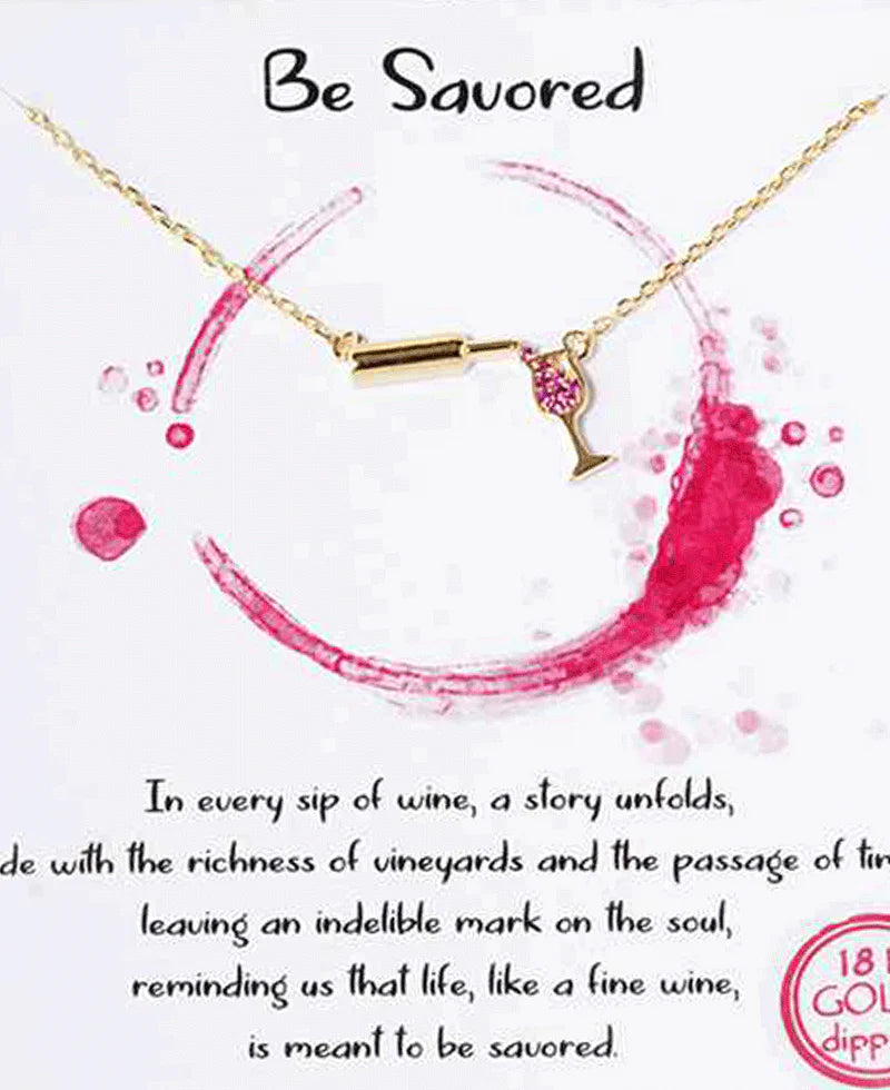 Chic & Cool “Be Savored” Wine Bottle & Glass Necklace – 18K Gold-Dipped-Necklace Set-Chic & Cool-Deja Nu Boutique, Women's Fashion Boutique in Lampasas, Texas