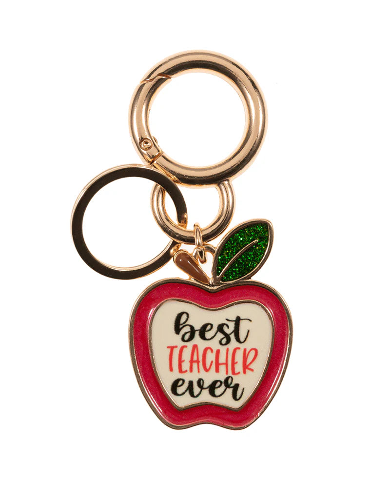 Chic & Cool “Best Teacher Ever” Apple Enamel Bag Key Chain – 3.25"-purse charm-Chic & Cool-Deja Nu Boutique, Women's Fashion Boutique in Lampasas, Texas