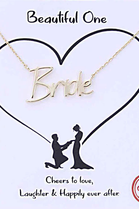Chic & Cool “Bride” Script Necklace – 18K Gold-Dipped-Necklaces-Chic & Cool-Deja Nu Boutique, Women's Fashion Boutique in Lampasas, Texas