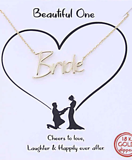 Chic & Cool “Bride” Script Necklace – 18K Gold-Dipped-Necklaces-Chic & Cool-Deja Nu Boutique, Women's Fashion Boutique in Lampasas, Texas