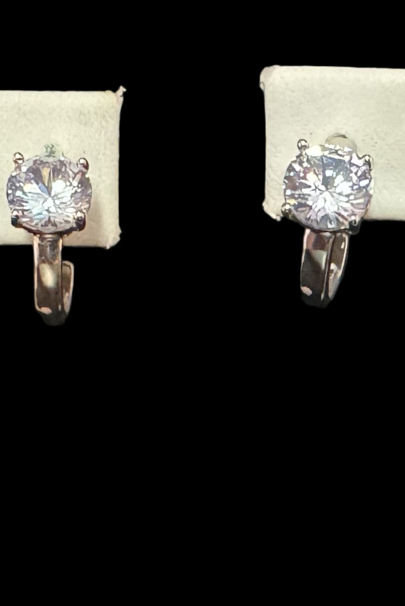 Classic Crystal Solitaire Hoop Earrings In Gold or Silver-Earrings-Deja Nu Tx-Deja Nu Boutique, Women's Fashion Boutique in Lampasas, Texas