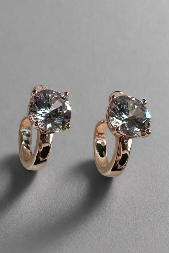 Classic Crystal Solitaire Hoop Earrings In Gold or Silver-Earrings-Deja Nu Tx-Deja Nu Boutique, Women's Fashion Boutique in Lampasas, Texas