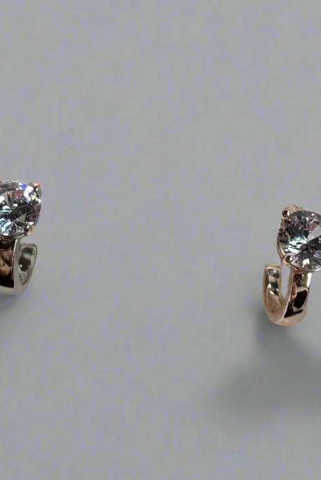 Classic Crystal Solitaire Hoop Earrings In Gold or Silver-Earrings-Deja Nu Tx-Deja Nu Boutique, Women's Fashion Boutique in Lampasas, Texas