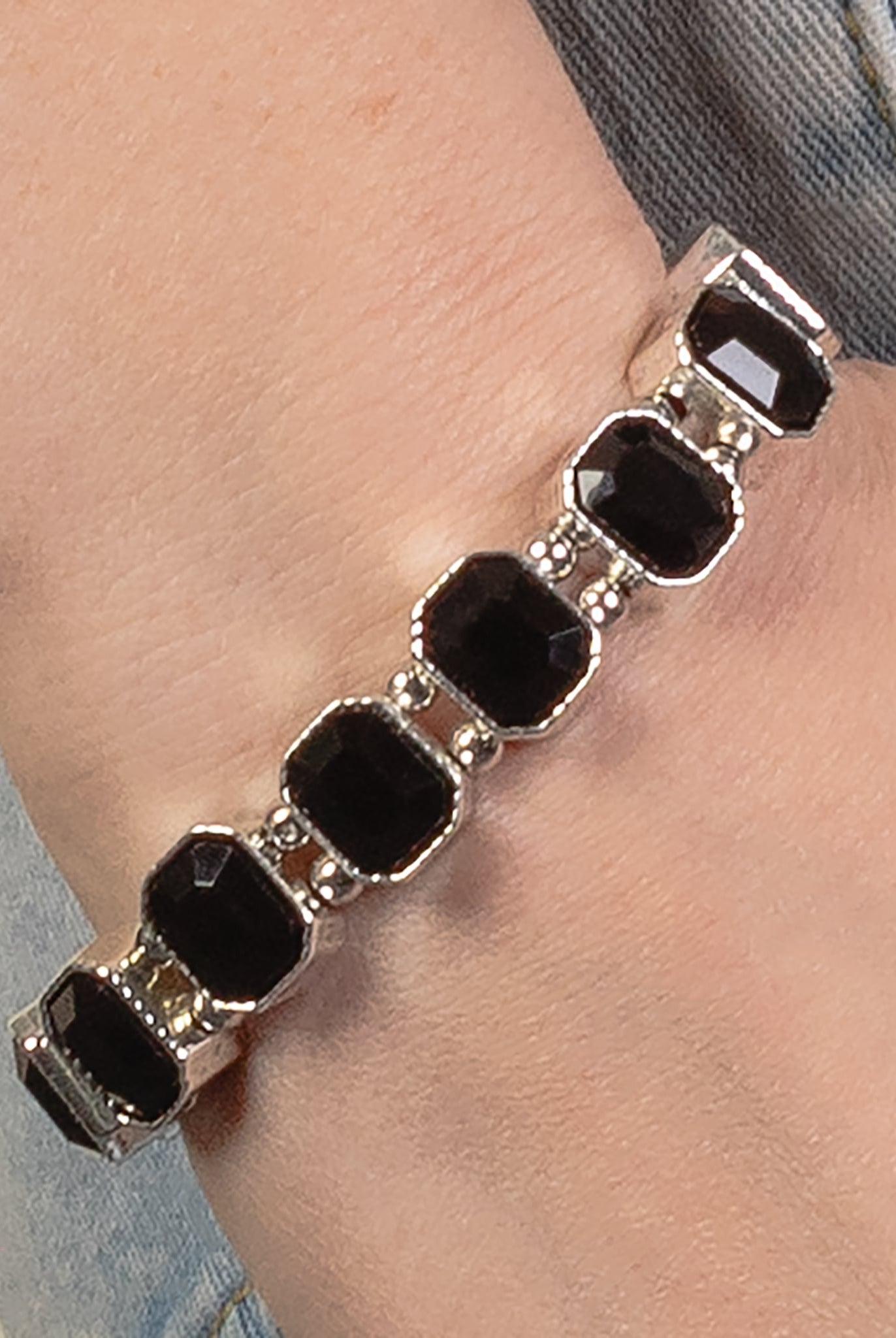 Crystal Gemstone Stretch Bracelet In Silver, Gold or Black-Bracelets-Deja Nu Tx-Deja Nu Boutique, Women's Fashion Boutique in Lampasas, Texas