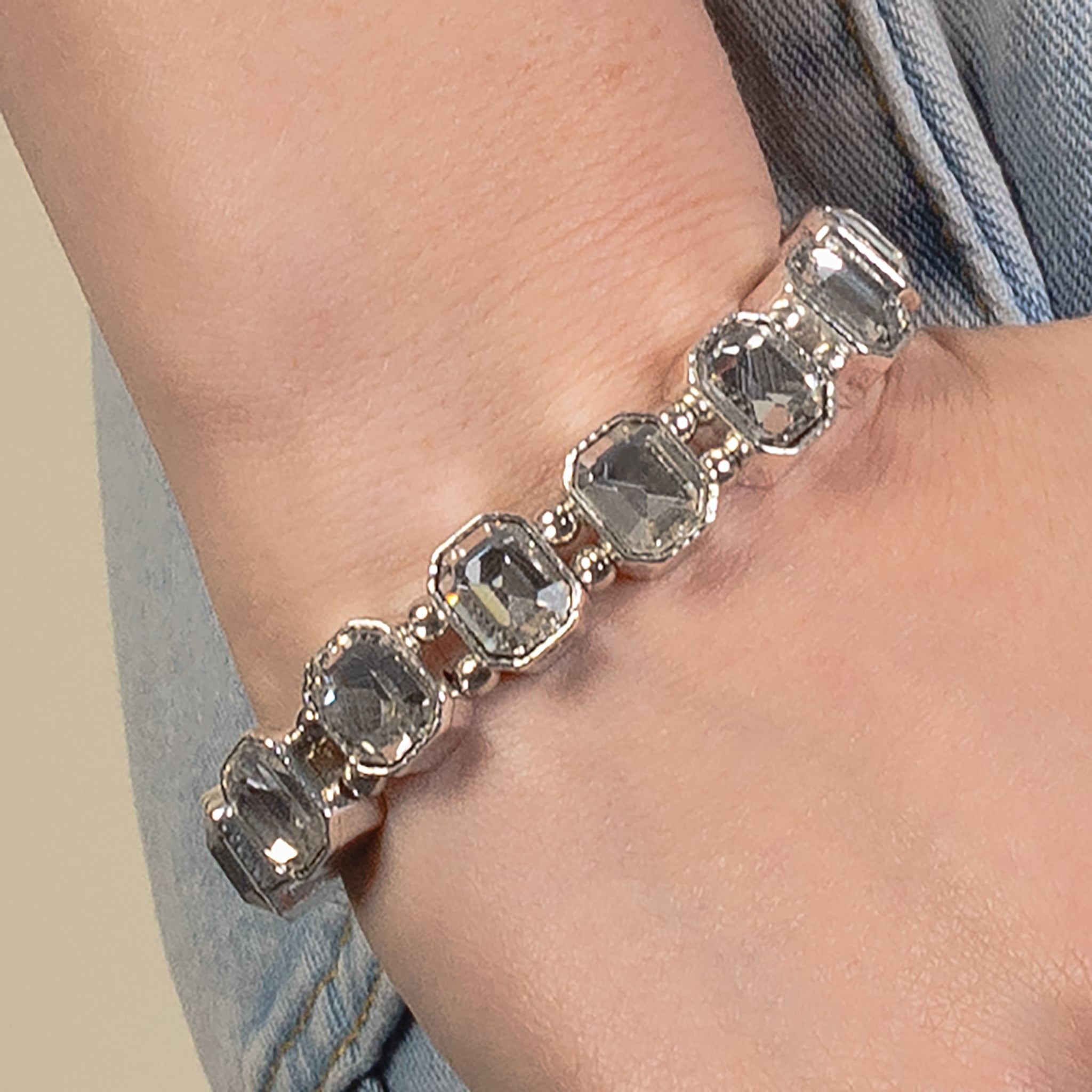 Crystal Gemstone Stretch Bracelet In Silver, Gold or Black-Bracelets-Deja Nu Tx-Deja Nu Boutique, Women's Fashion Boutique in Lampasas, Texas