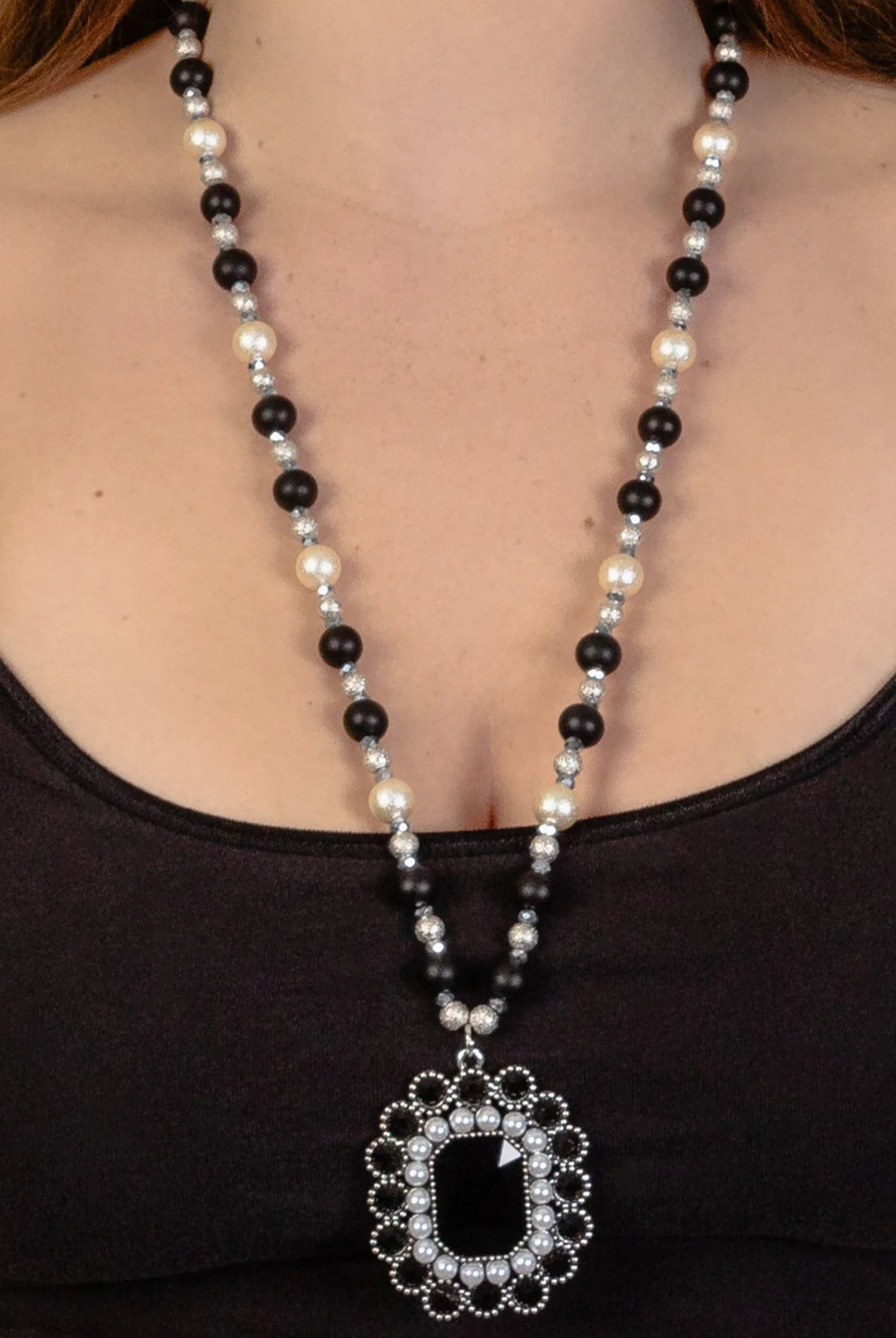 Crystal Pendant Necklace with Pearl Accents-Necklaces-Deja Nu Tx-Deja Nu Boutique, Women's Fashion Boutique in Lampasas, Texas