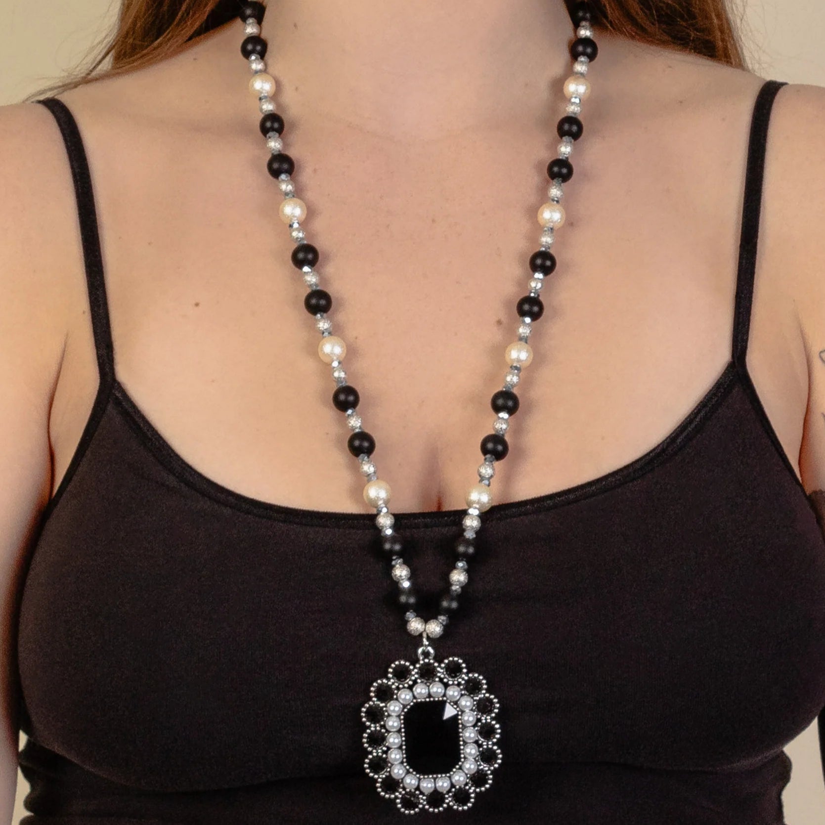 Crystal Pendant Necklace with Pearl Accents-Necklaces-Deja Nu Tx-Deja Nu Boutique, Women's Fashion Boutique in Lampasas, Texas