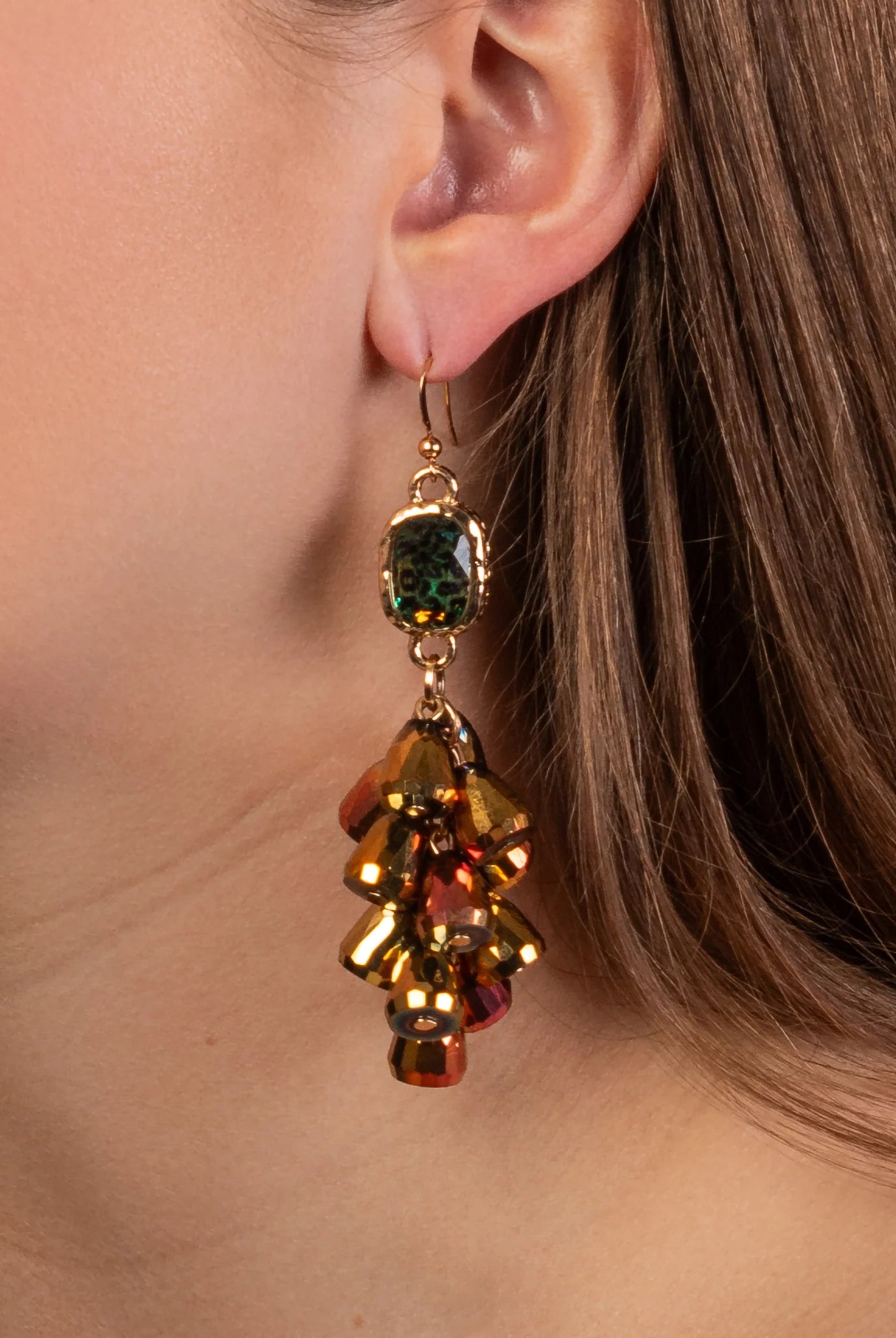 Crystal Cluster Drop Earrings In Multi or Black-Earrings-Deja Nu Tx-Deja Nu Boutique, Women's Fashion Boutique in Lampasas, Texas