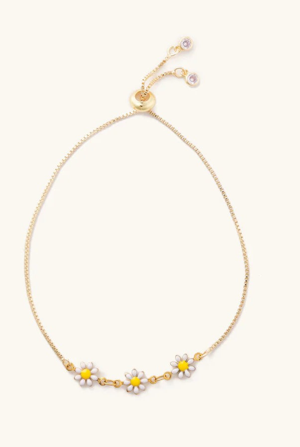 Nikki Smith White Daisy Slider Bracelet-Bracelets-Nikki Smith-Deja Nu Boutique, Women's Fashion Boutique in Lampasas, Texas