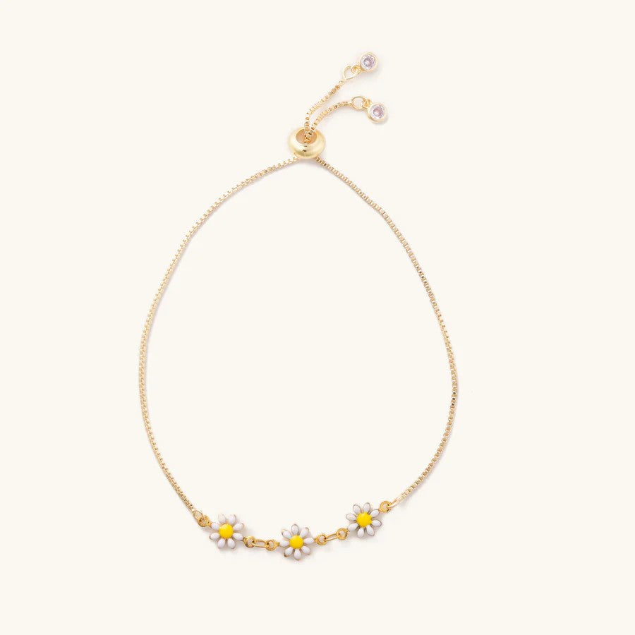 Nikki Smith White Daisy Slider Bracelet-Bracelets-Nikki Smith-Deja Nu Boutique, Women's Fashion Boutique in Lampasas, Texas