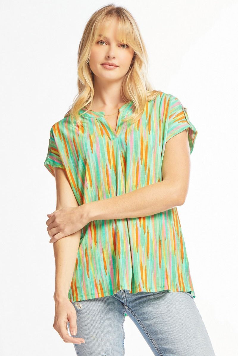 Dear Scarlett Lizzy Emerald Multi Tunic Top-Tops-Dear Scarlett-Deja Nu Boutique, Women's Fashion Boutique in Lampasas, Texas