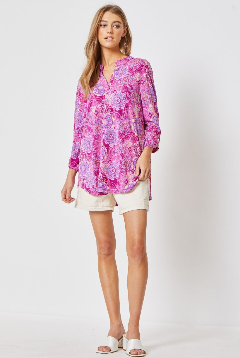 Dear Scarlett Lizzy Magenta Tunic Top-Tops-Dear Scarlett-Deja Nu Boutique, Women's Fashion Boutique in Lampasas, Texas