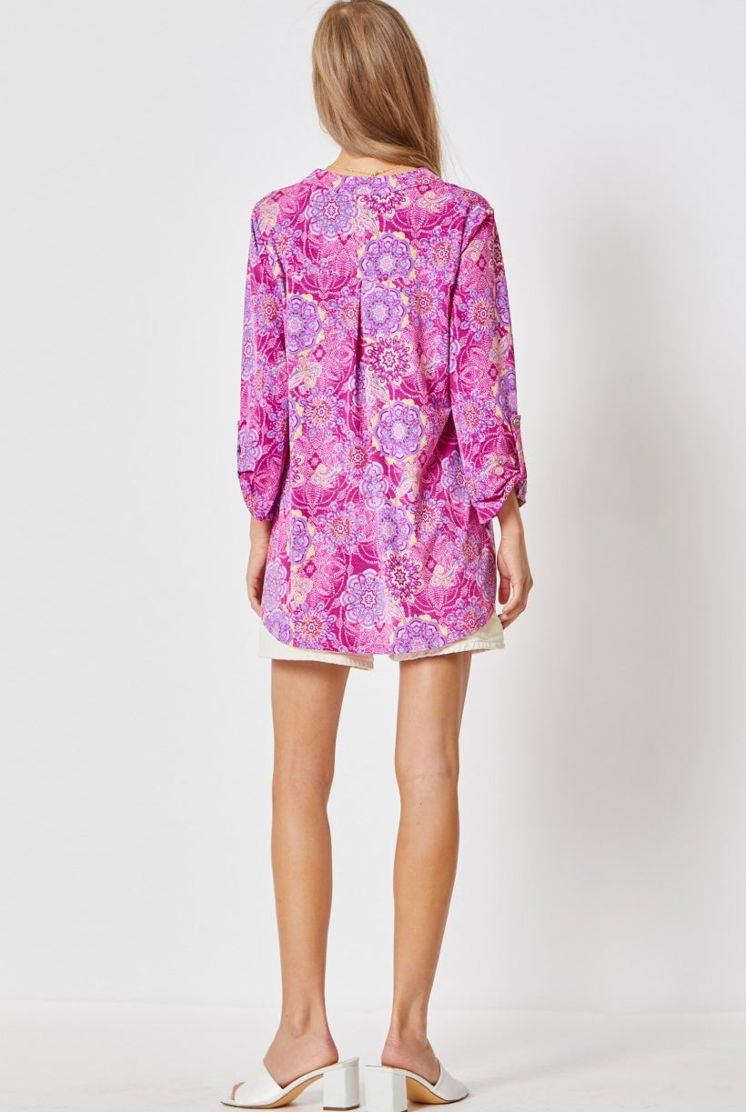 Dear Scarlett Lizzy Magenta Tunic Top-Tops-Dear Scarlett-Deja Nu Boutique, Women's Fashion Boutique in Lampasas, Texas