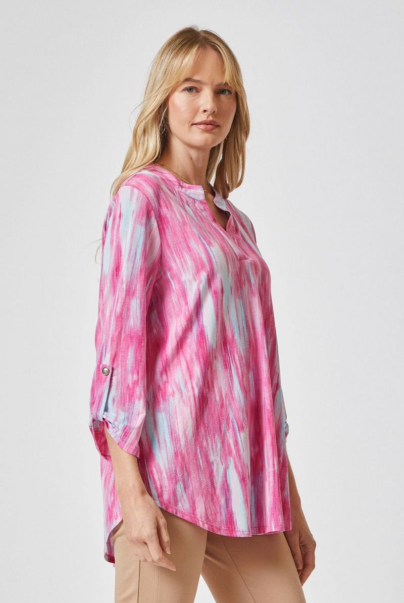 Dear Scarlett Lizzy Pink Multi Tunic Top-Tops-Dear Scarlett-Deja Nu Boutique, Women's Fashion Boutique in Lampasas, Texas