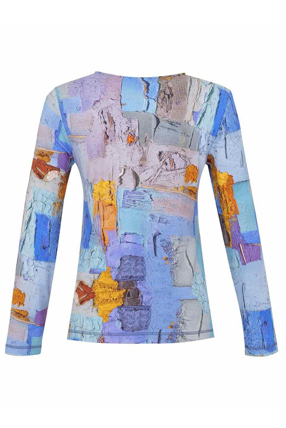 Dolcezza Simply Art Asymmetric Neckline Top “Sovrapposizione Di Civilta” (73690)-Long Sleeves-Dolcezza-Deja Nu Boutique, Women's Fashion Boutique in Lampasas, Texas