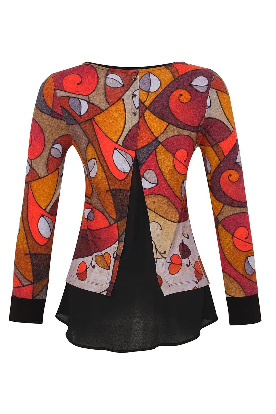 Dolcezza Simply Art Heart Leaves Tunic “Albero Della Vita” (73672)-Tunics-Dolcezza-Deja Nu Boutique, Women's Fashion Boutique in Lampasas, Texas