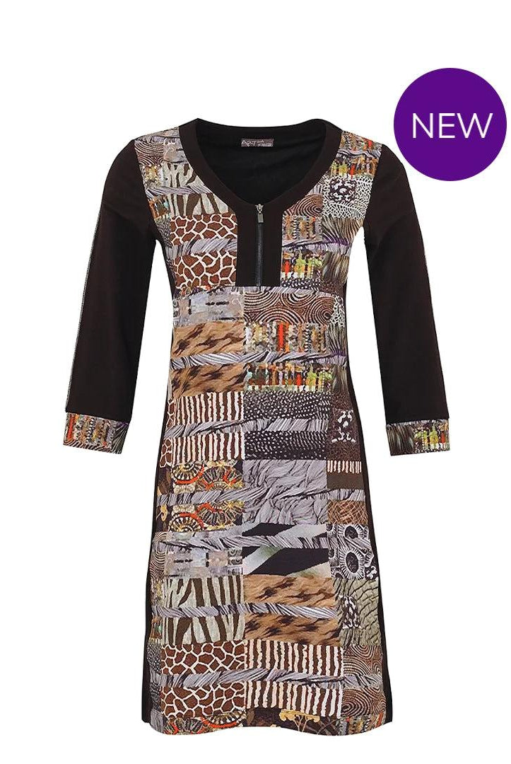 Dolcezza Simply Art Joy Burlington "Red Black Quilt" Dress 73655-Midi Dresses-Dolcezza-Deja Nu Boutique, Women's Fashion Boutique in Lampasas, Texas