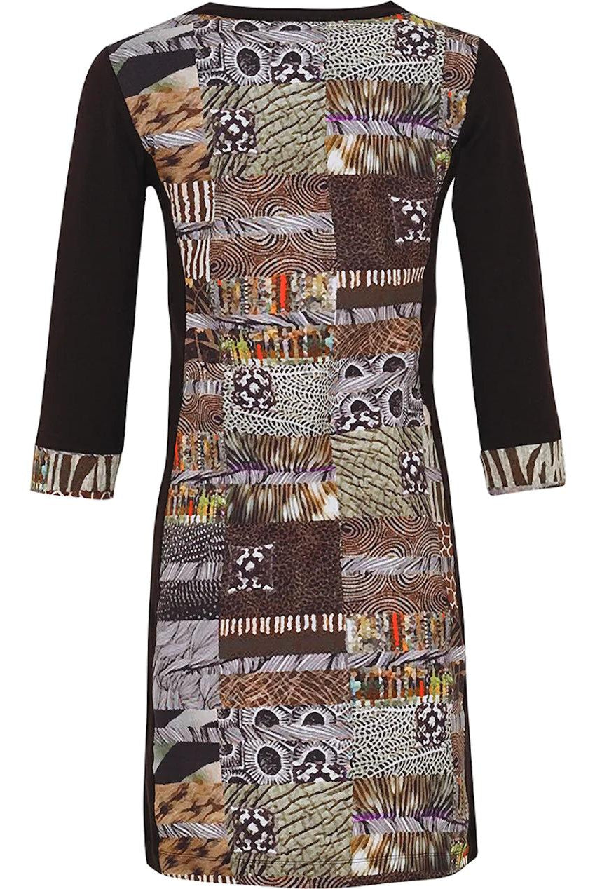 Dolcezza Simply Art Joy Burlington "Red Black Quilt" Dress 73655-Midi Dresses-Dolcezza-Deja Nu Boutique, Women's Fashion Boutique in Lampasas, Texas