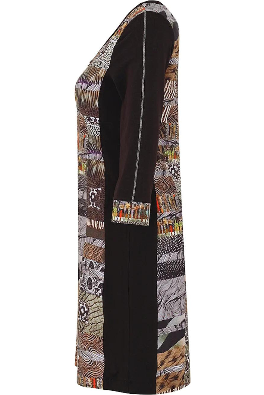 Dolcezza Simply Art Joy Burlington "Red Black Quilt" Dress 73655-Midi Dresses-Dolcezza-Deja Nu Boutique, Women's Fashion Boutique in Lampasas, Texas