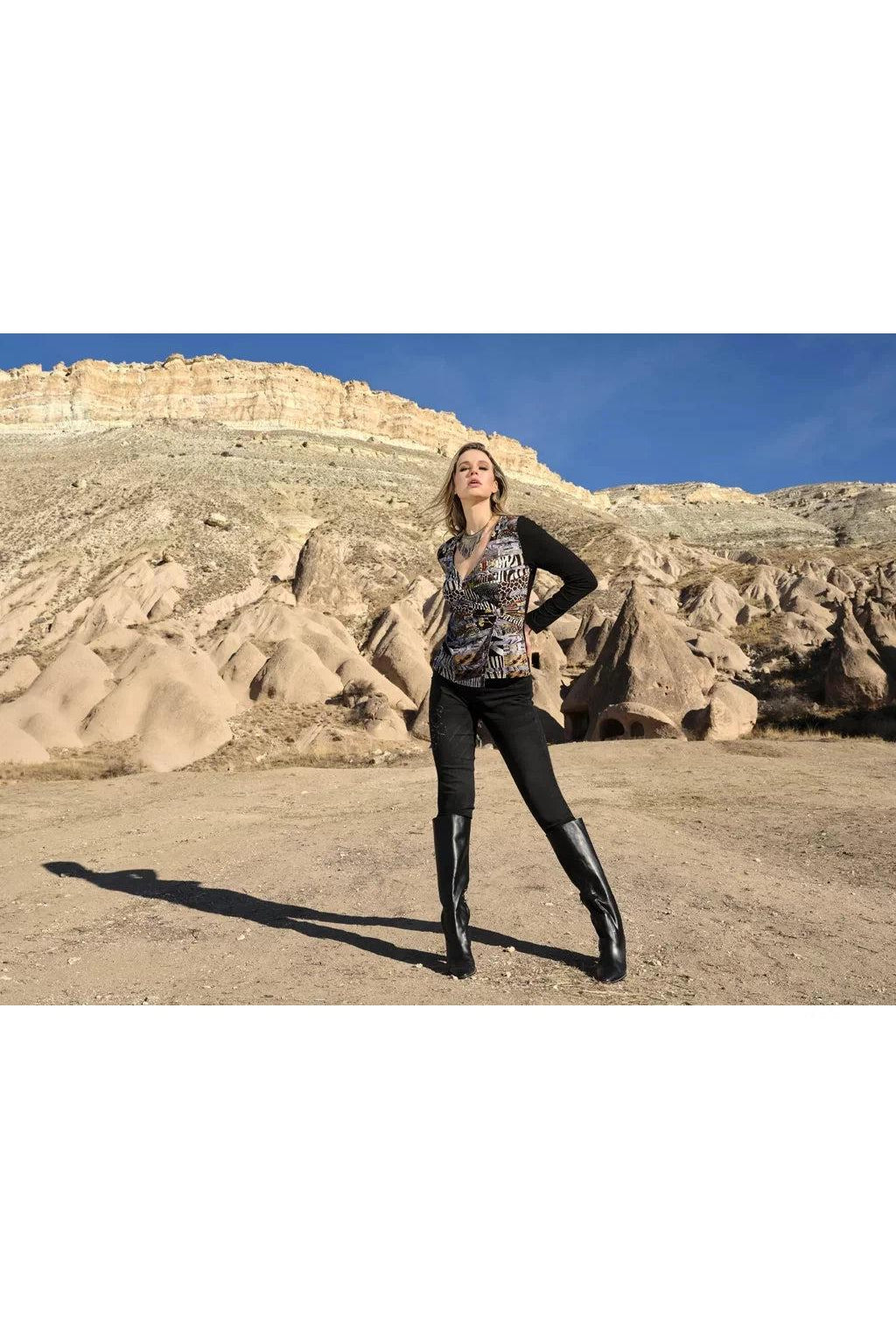 Dolcezza Simply Art Joy Burlington "Red Black Quilt" O-Ring Wrap Long Sleeve Top 73652-Long Sleeves-Dolcezza-Deja Nu Boutique, Women's Fashion Boutique in Lampasas, Texas