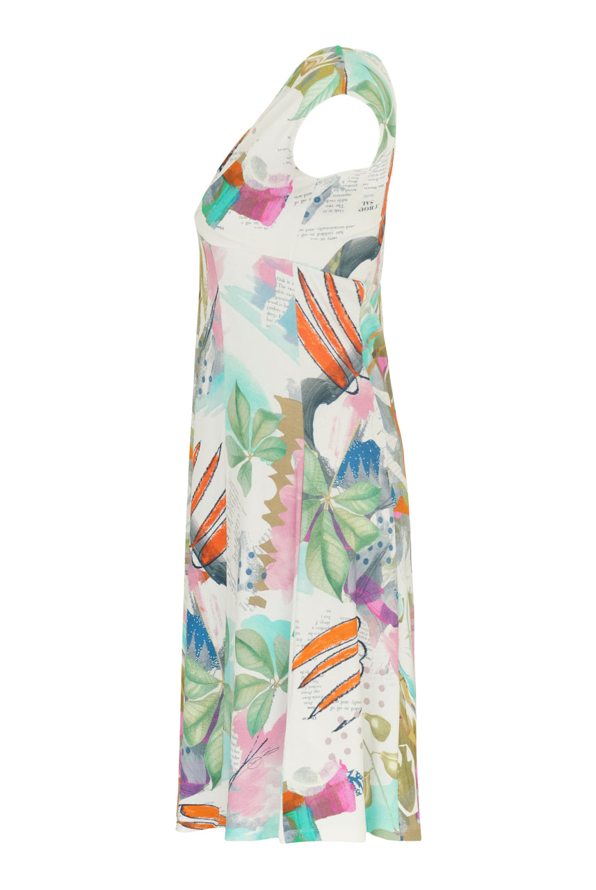 Dolcezza Simply Art 'Happy With Spring' Print Dress With Surplice Neckline - Style 24603-Dresses-Dolcezza-Deja Nu Boutique, Women's Fashion Boutique in Lampasas, Texas