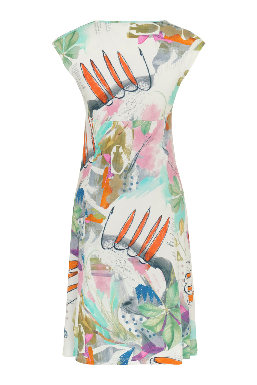Dolcezza Simply Art 'Happy With Spring' Print Dress With Surplice Neckline - Style 24603-Dresses-Dolcezza-Deja Nu Boutique, Women's Fashion Boutique in Lampasas, Texas