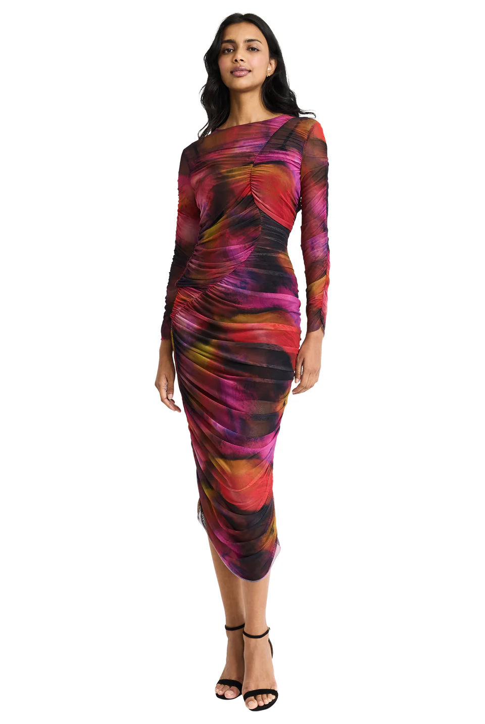 Donna Morgan For Maggy London Hilda Printed Mesh Midi Dress-Midi Dresses-Donna Morgan-Deja Nu Boutique, Women's Fashion Boutique in Lampasas, Texas