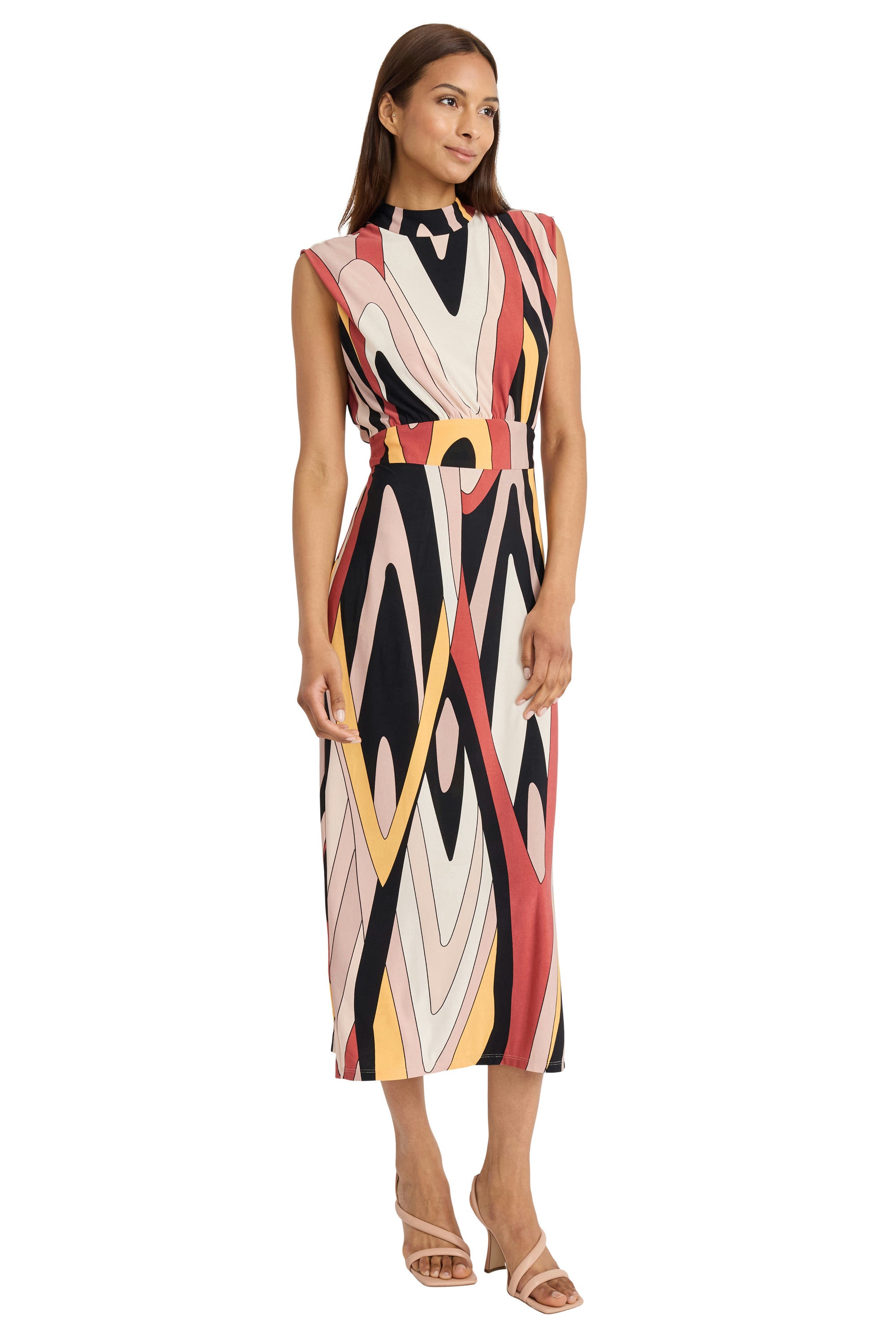 Donna Morgan For Maggy London Printed Matte Jersey Mock Neck Sleeveless Maxi Dress-Dresses-Donna Morgan-Deja Nu Boutique, Women's Fashion Boutique in Lampasas, Texas