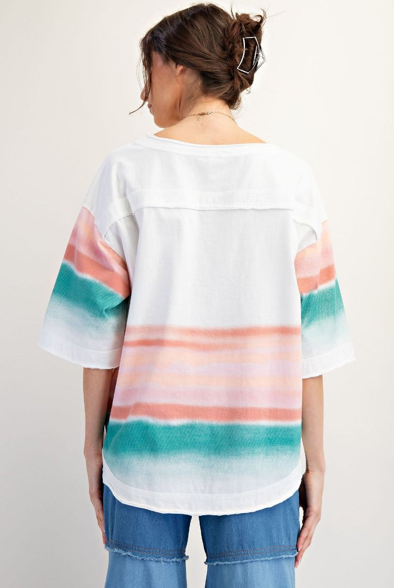 Easel Graphic Western Soft Washed Cactus Top – White Multicolor-Graphic Tees-Easel-Deja Nu Boutique, Women's Fashion Boutique in Lampasas, Texas