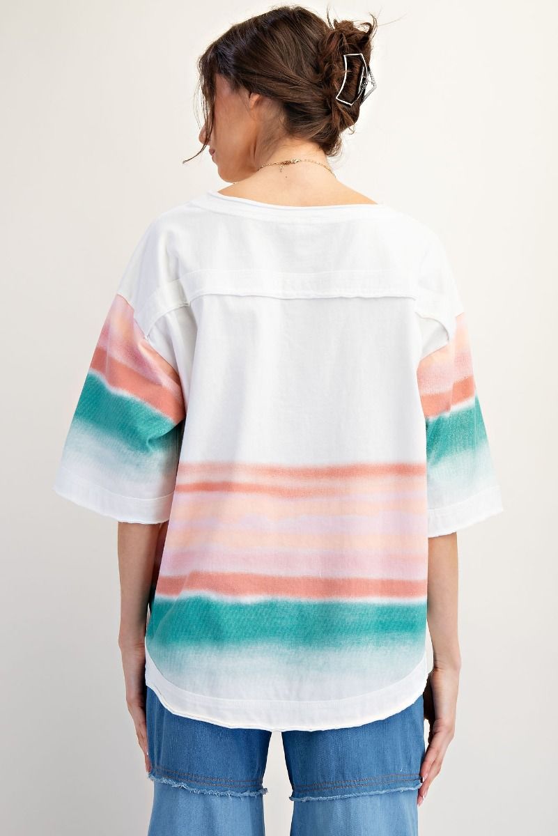 Easel Graphic Western Soft Washed Cactus Top – White Multicolor-Graphic Tees-Easel-Deja Nu Boutique, Women's Fashion Boutique in Lampasas, Texas