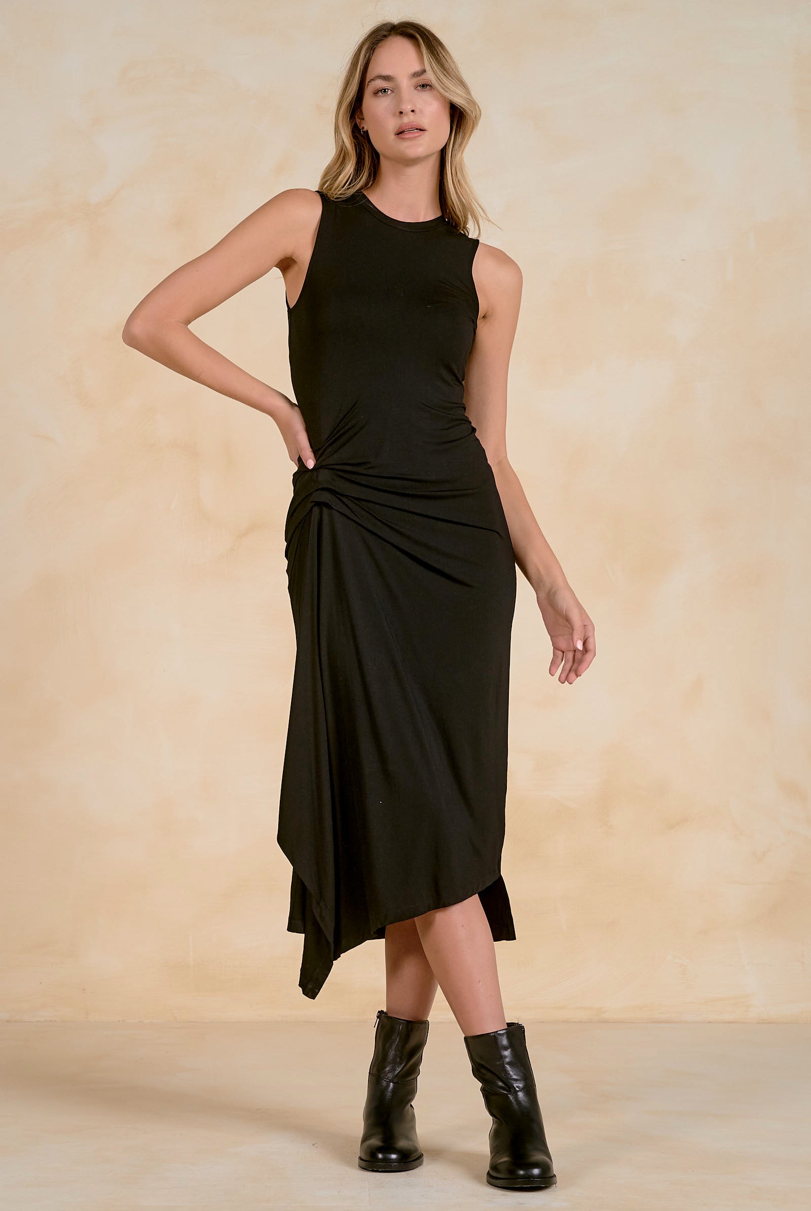 Elan Black Maxi Drape Dress-Midi Dresses-elan-Deja Nu Boutique, Women's Fashion Boutique in Lampasas, Texas