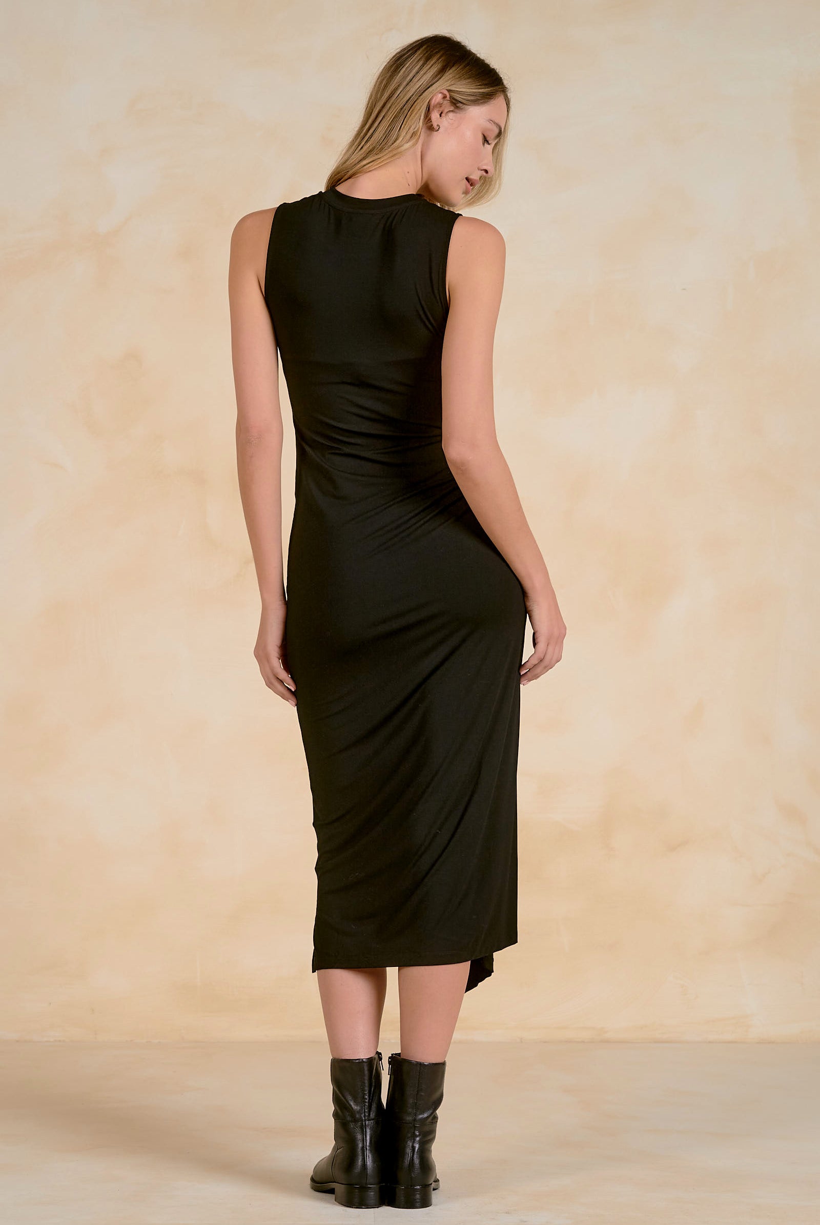 Elan Black Maxi Drape Dress-Midi Dresses-elan-Deja Nu Boutique, Women's Fashion Boutique in Lampasas, Texas