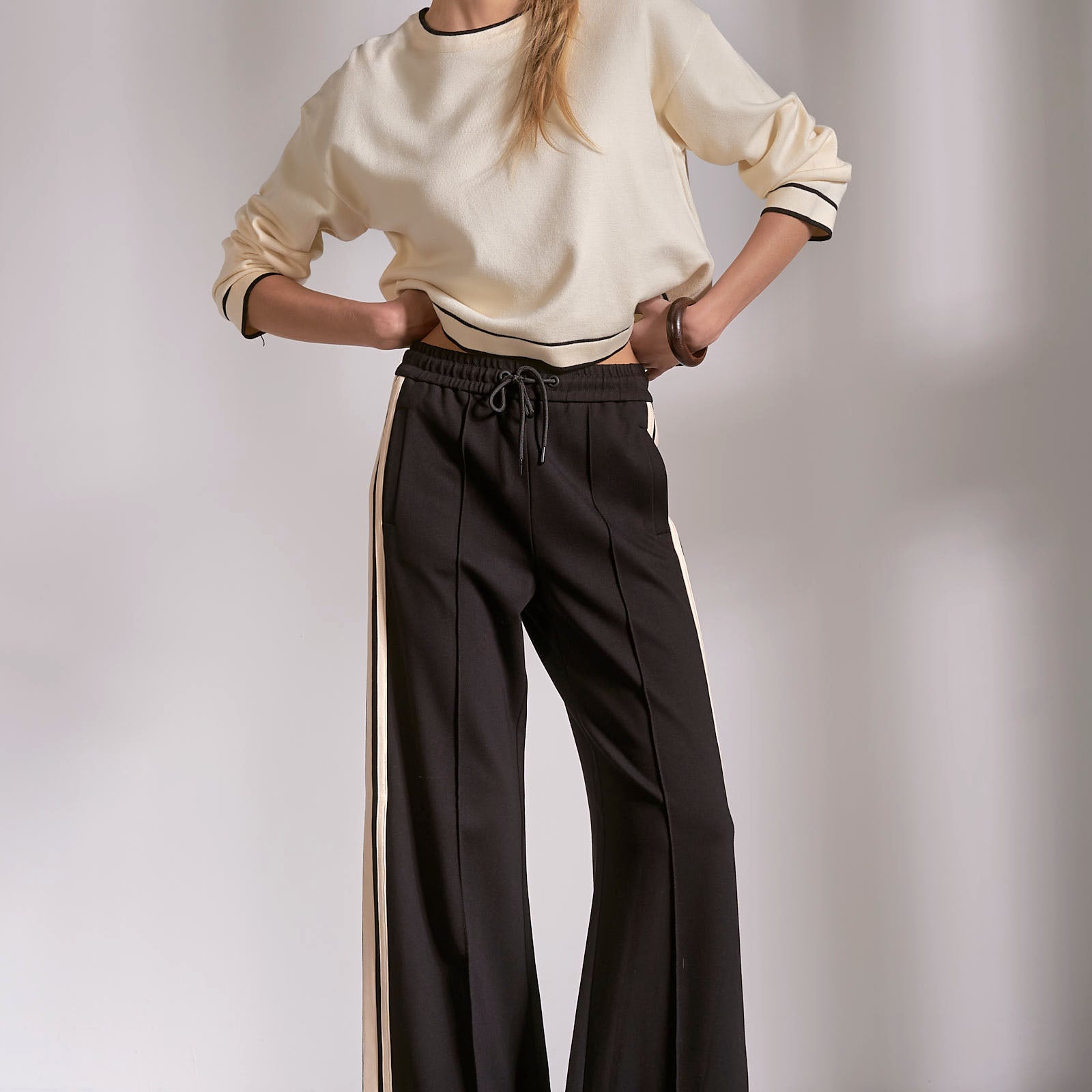 Elan Black Natural Track Pants-Pants-Elan-Deja Nu Boutique, Women's Fashion Boutique in Lampasas, Texas