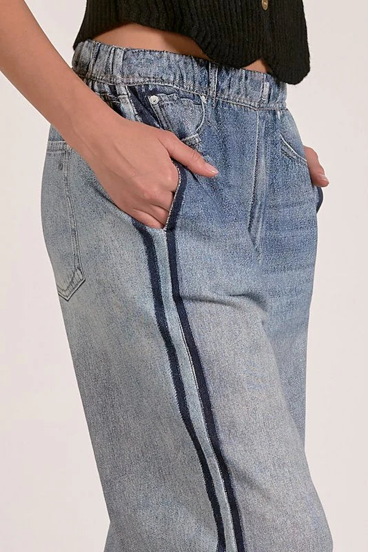 Elan Jojo Track Sweatpant Jean-Bottoms-Elan-Deja Nu Boutique, Women's Fashion Boutique in Lampasas, Texas