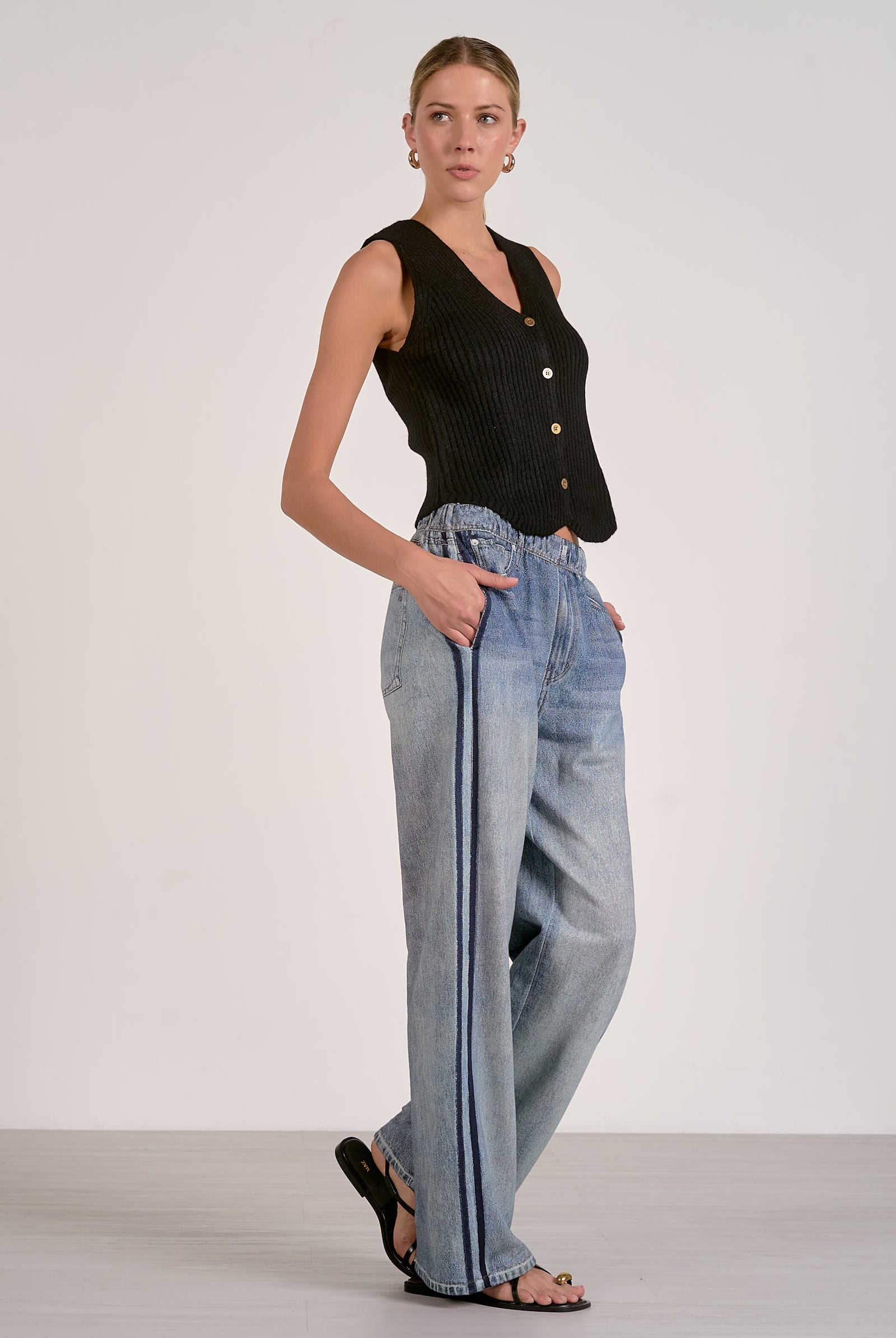 Elan Jojo Track Sweatpant Jean-Bottoms-Elan-Deja Nu Boutique, Women's Fashion Boutique in Lampasas, Texas