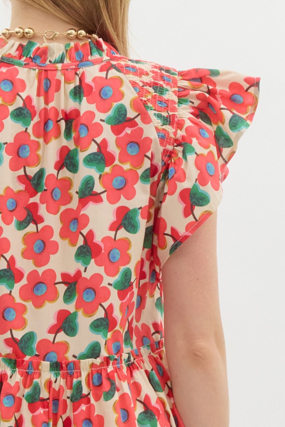 Entro Floral Tiered Mini Dress – A Whimsical Spring Must-Have-Midi Dresses-Entro-Deja Nu Boutique, Women's Fashion Boutique in Lampasas, Texas