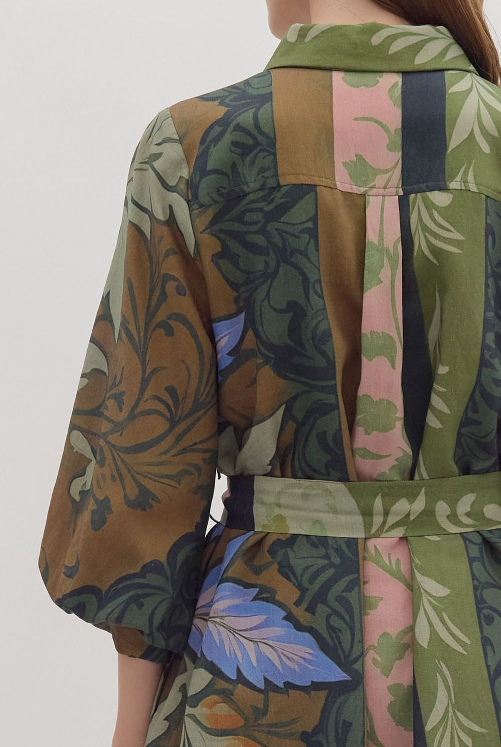 Entro Multi Botanical Print Long Sleeve Mini Dress-Dresses-entro-Deja Nu Boutique, Women's Fashion Boutique in Lampasas, Texas