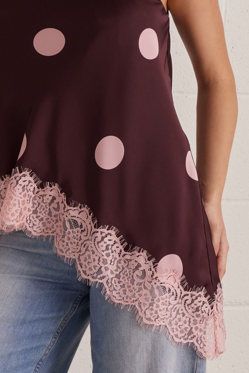 Entro Blush Dot Lace Halter Top-Lace Top-Entro-Deja Nu Boutique, Women's Fashion Boutique in Lampasas, Texas