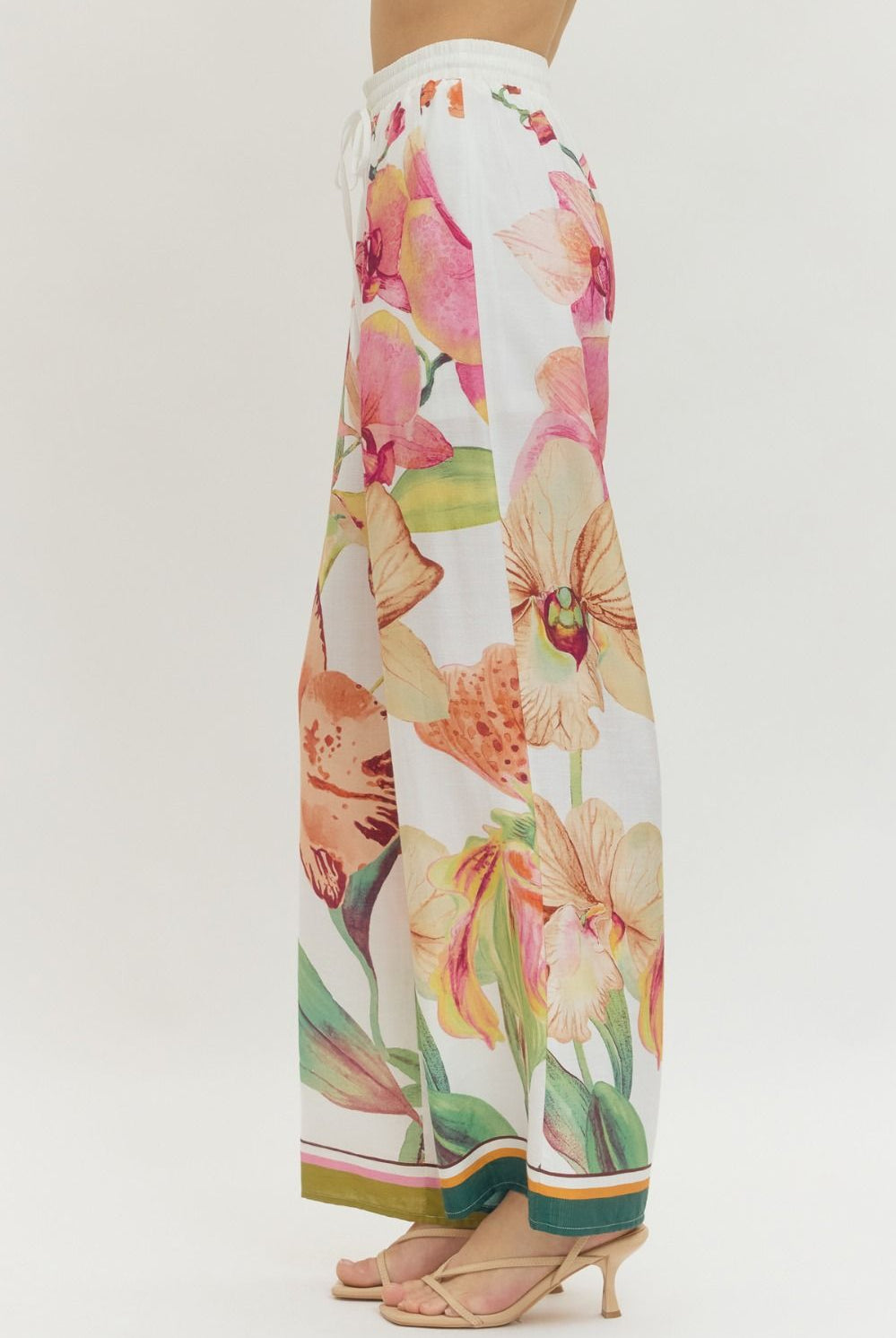 Entro Orchid Garden Floral Pull-On Wide Leg Pants-Bottoms-Entro-Deja Nu Boutique, Women's Fashion Boutique in Lampasas, Texas