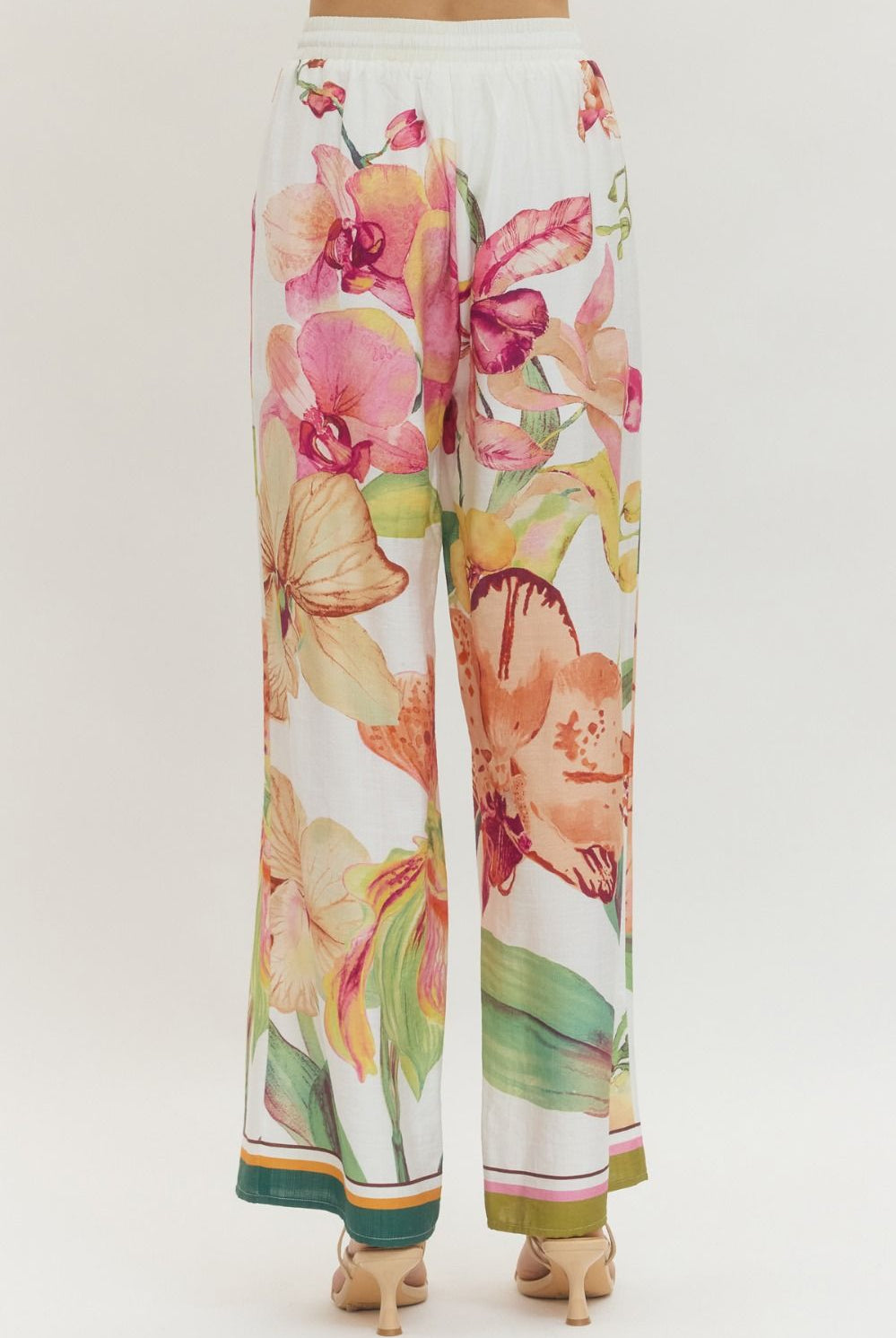 Entro Orchid Garden Floral Pull-On Wide Leg Pants-Bottoms-Entro-Deja Nu Boutique, Women's Fashion Boutique in Lampasas, Texas