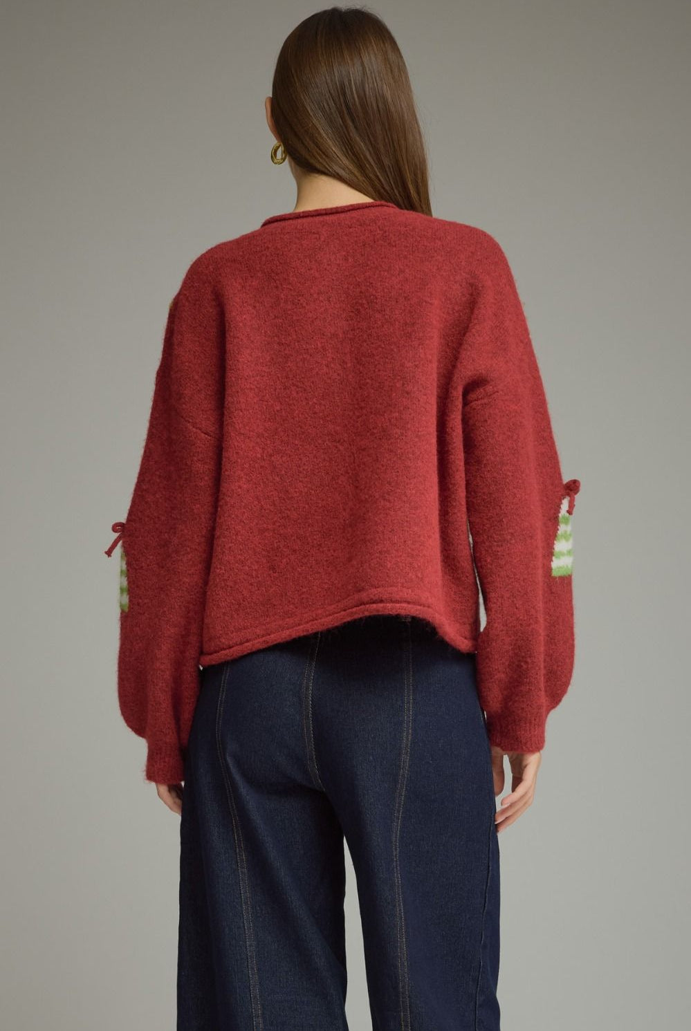 Entro Red Christmas Tree Cardigan-Cardigans & Kimonos-Entro-Deja Nu Boutique, Women's Fashion Boutique in Lampasas, Texas