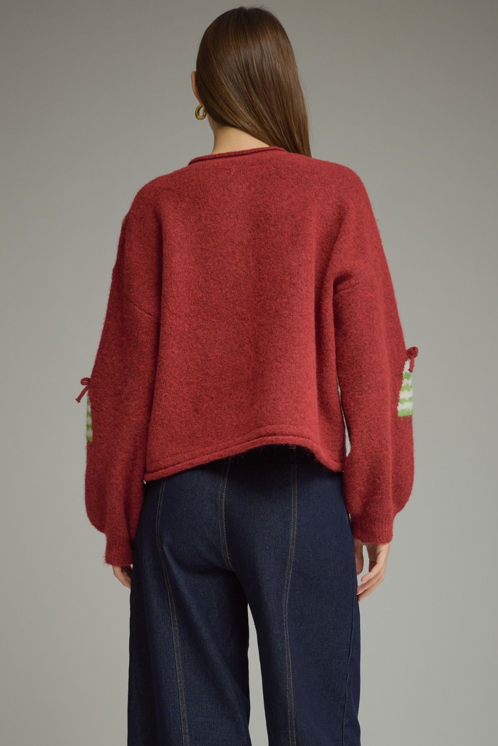 Entro Red Christmas Tree Cardigan-Cardigans & Kimonos-Entro-Deja Nu Boutique, Women's Fashion Boutique in Lampasas, Texas