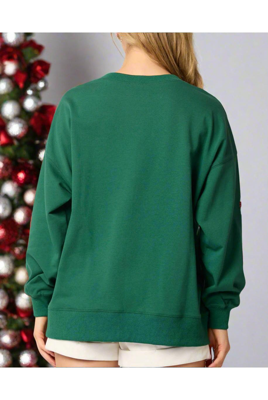Fantastic Fawn Hunter Green Sequined Candy Cane Sweater-Sweaters-Fantastic Fawn-Deja Nu Boutique, Women's Fashion Boutique in Lampasas, Texas