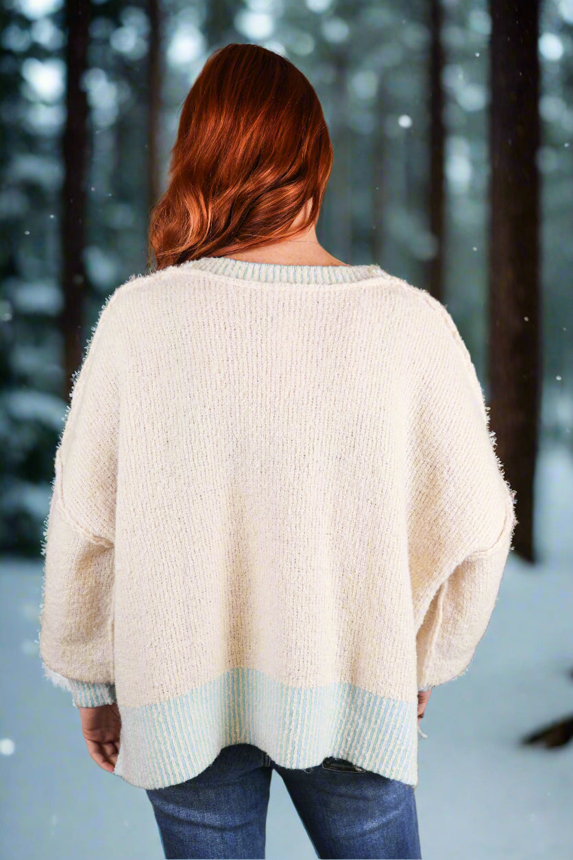 Fantastic Fawn Sequin Bear Nutcracker Sweater in Blue Ivory-Sweaters-Fantastic Fawn-Deja Nu Boutique, Women's Fashion Boutique in Lampasas, Texas