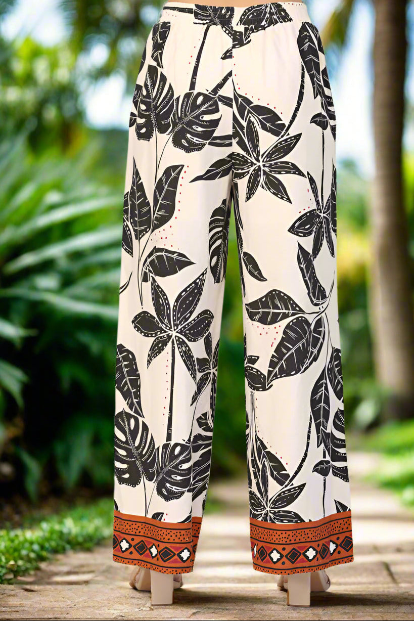 ๐ฟ Fate Tropical Print Linen Blend Pants โ Taupe Multi-Pants-Fate-Deja Nu Boutique, Women's Fashion Boutique in Lampasas, Texas
