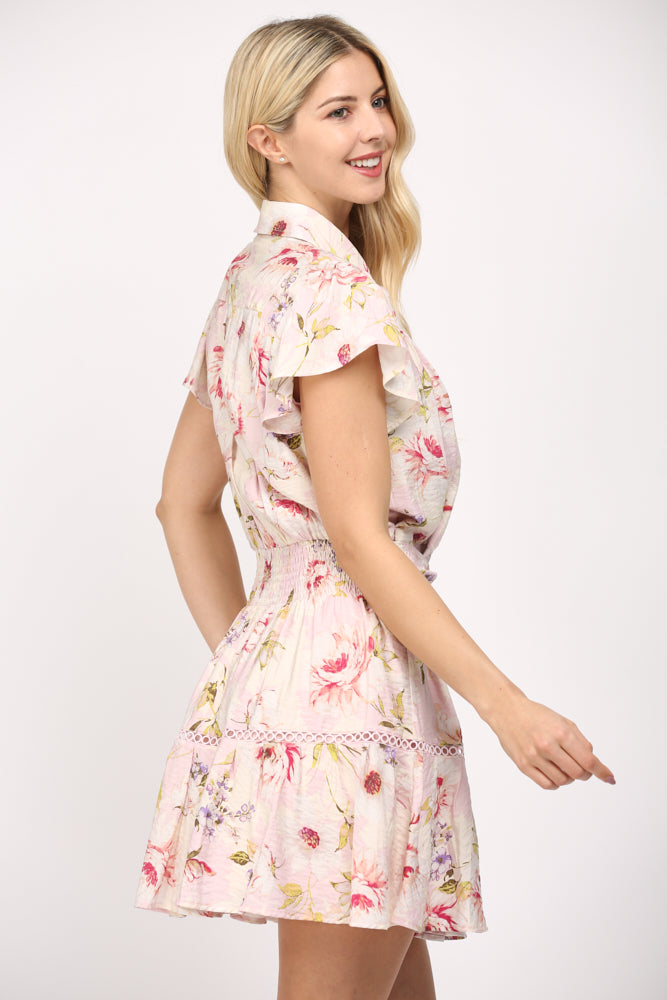 Fate Pink Multi Floral Belted Mini Dress – Chic and Feminine Style-Short Dresses-Fate-Deja Nu Boutique, Women's Fashion Boutique in Lampasas, Texas