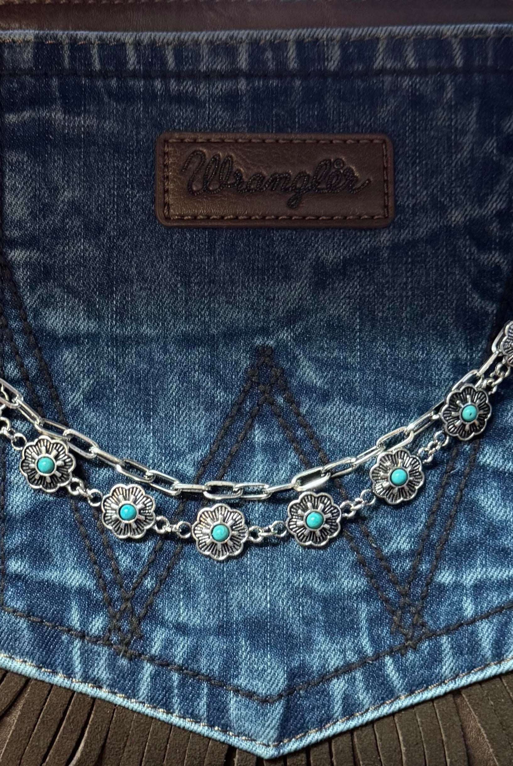 Floral Turquoise Charm Strap – Western Glam for Bags & Hats-Charm Strap-Deja Nu Tx-Deja Nu Boutique, Women's Fashion Boutique in Lampasas, Texas