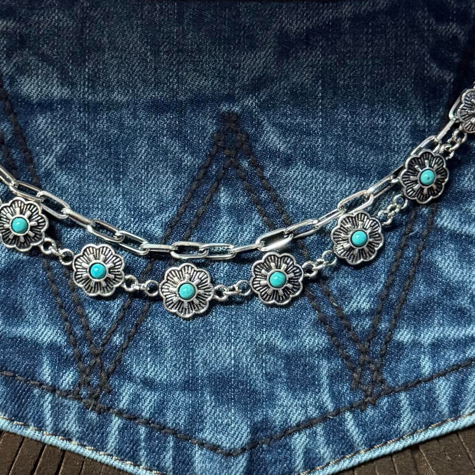 Floral Turquoise Charm Strap – Western Glam for Bags & Hats-Charm Strap-Deja Nu Tx-Deja Nu Boutique, Women's Fashion Boutique in Lampasas, Texas